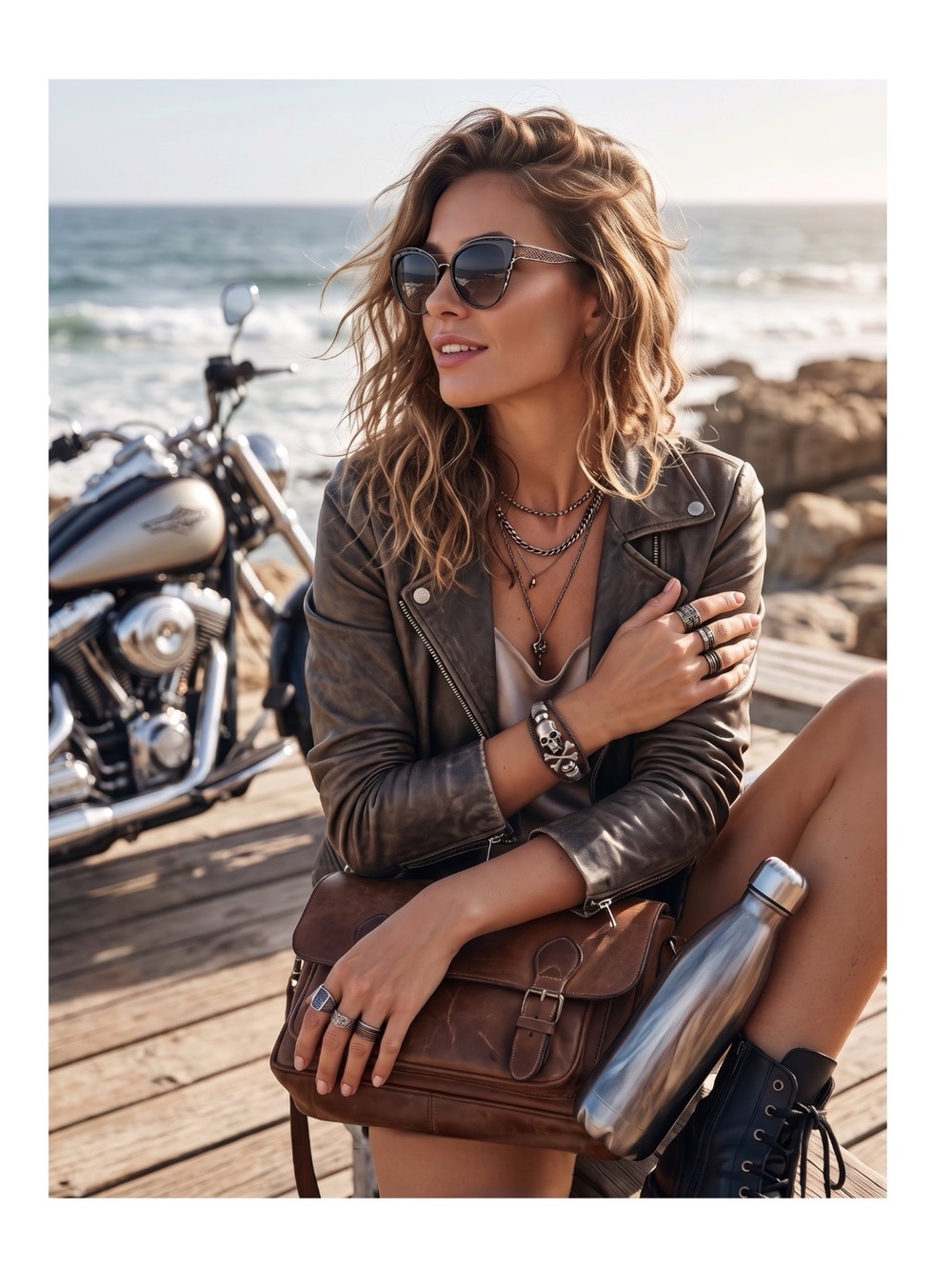 Steeltime ☠︎︎ Skull Crossbones Braid Multi Wrap Leather ☠︎︎ Black Brown ☠︎︎